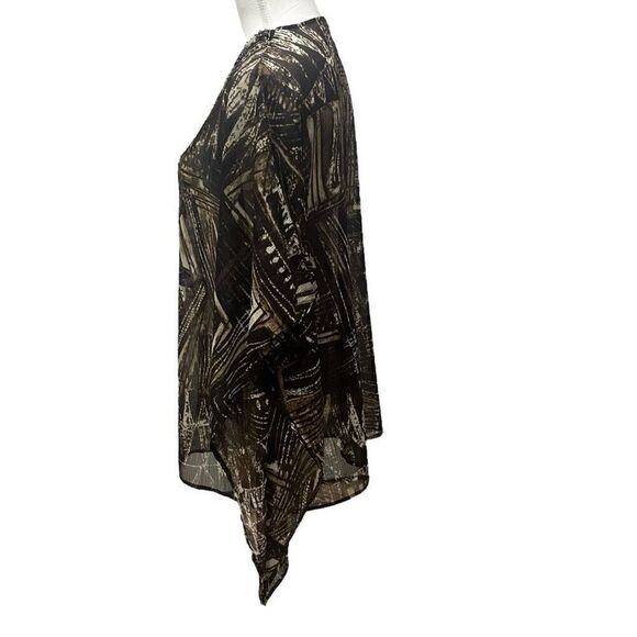 Chicos Sheer Tribal Print Poncho V Neck with Bead Embellished Neckline Size S/M - Picture 2 of 8